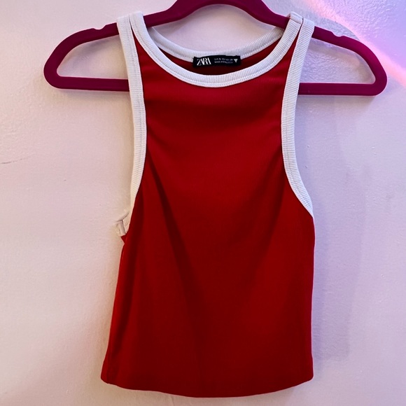 Red Zara Ribbed T-Shirt - Picture 4 of 4